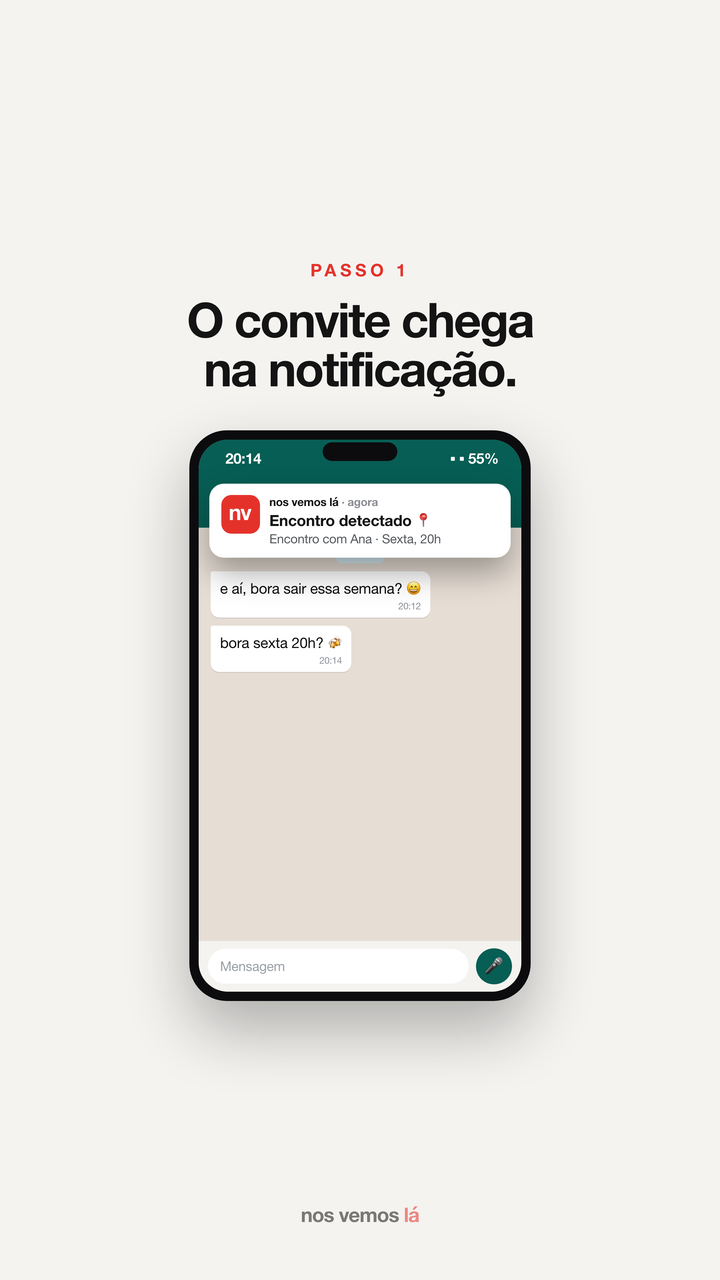 O convite chega na notificação do WhatsApp
