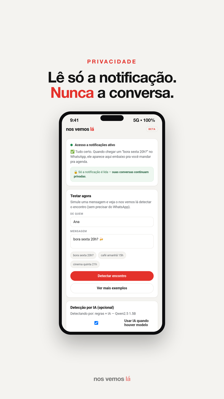 Lê só a notificação, nunca a conversa — captura real do app