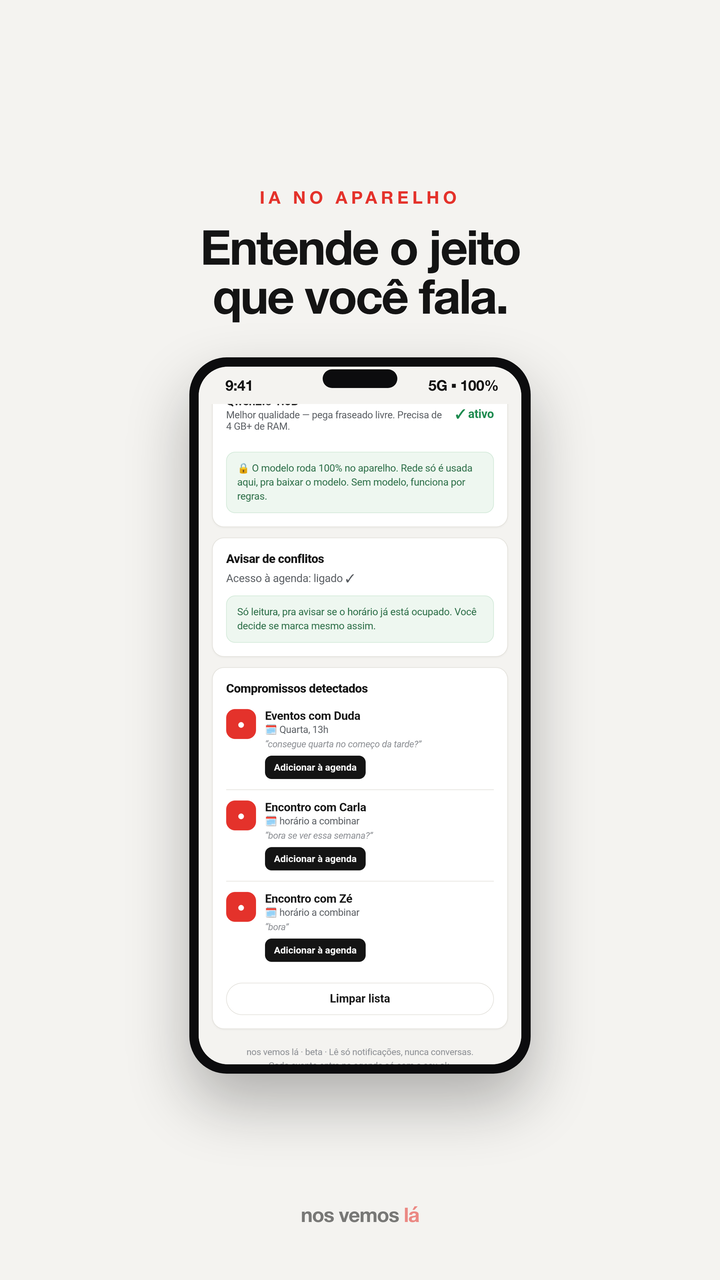 A IA no aparelho entende o jeito que você fala — captura real do app
